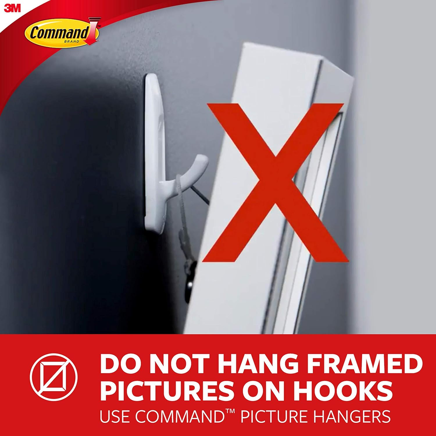 Command Picture Hanging Hooks – Large White Wall Hooks for Living Room Gallery Wall, No-Drill Frame Mounting
