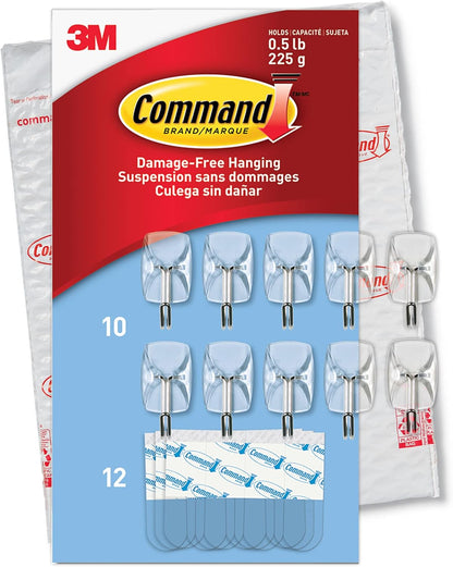 Command Small Clear Wire Toggle Hooks – Thoughtful Housewarming Gift for Renters, Damage-Free Wall Hooks