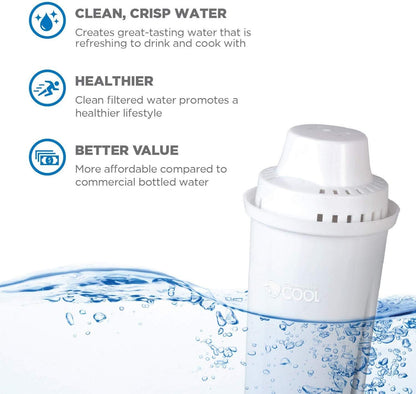 Commercial Cool Brita Compatible Filters – Remove Copper, Mercury, Cadmium, and Chlorine from Tap Water, BPA-Free 6-Pack