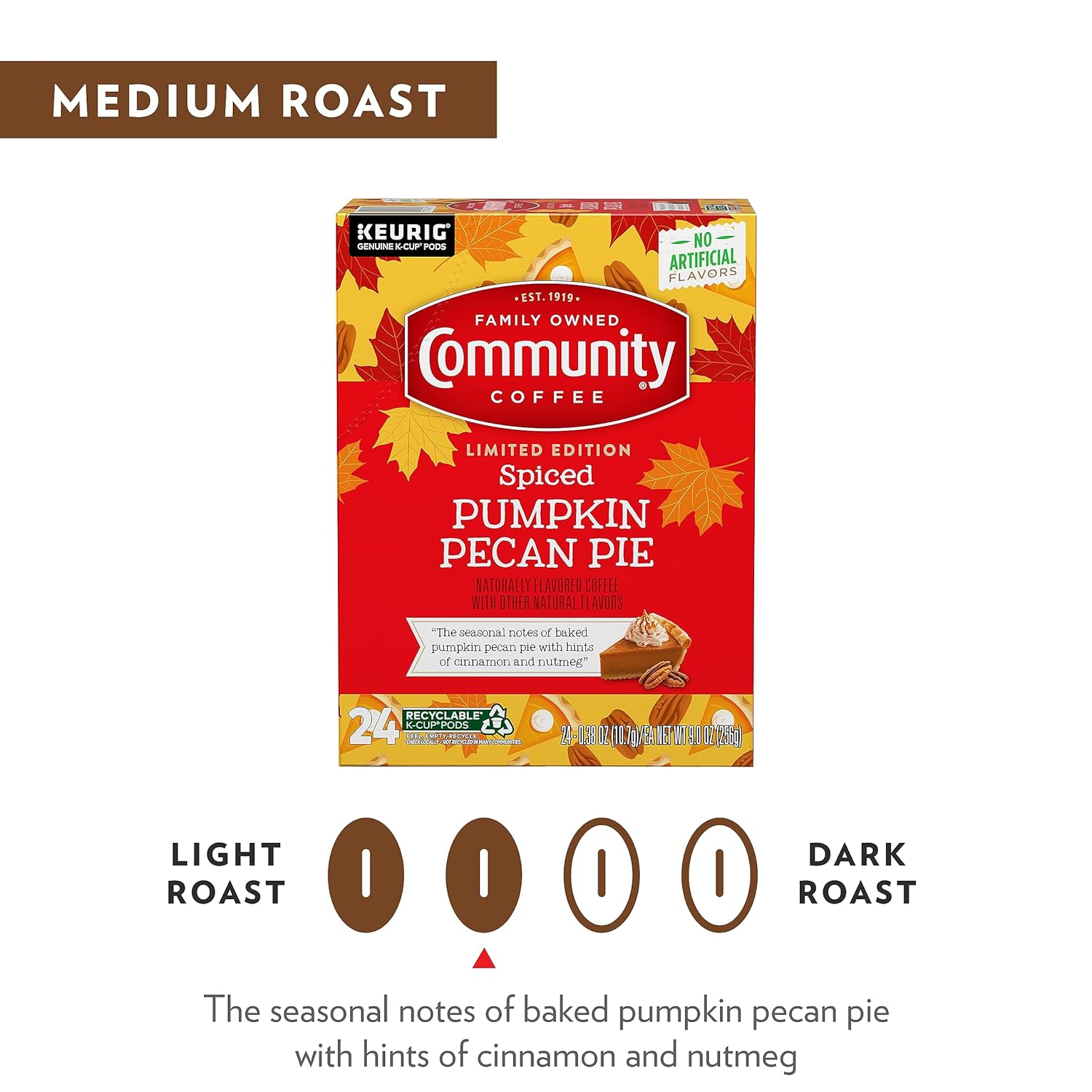 Community Coffee Spiced Pumpkin Pecan Pie K-Cup Pods – Seasonal Fall Kitchen Counter Coffee, Keurig Medium Roast 10 ct