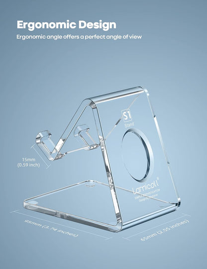 compact 2.56 x 3.74 x 3.15 inch footprint that keeps the desk uncluttered