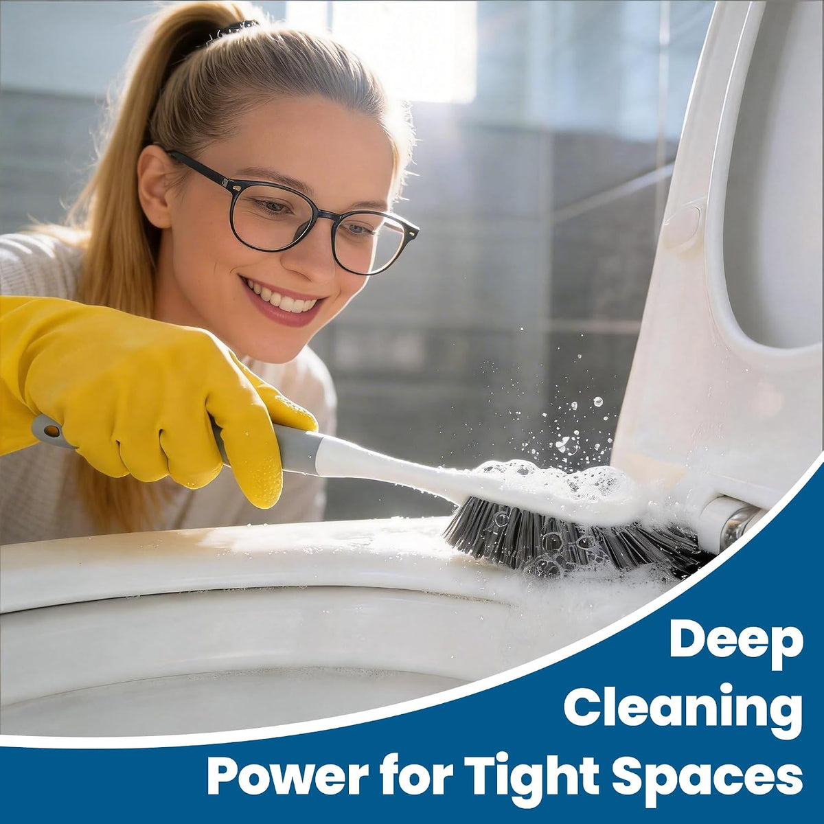 Compact Scrub Brush 3 Pack for Small Space Living – Clean Line Extended Handle Brushes in Neutral Aesthetic