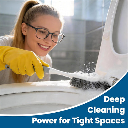 Compact Scrub Brush 3 Pack for Small Space Living – Clean Line Extended Handle Brushes in Neutral Aesthetic