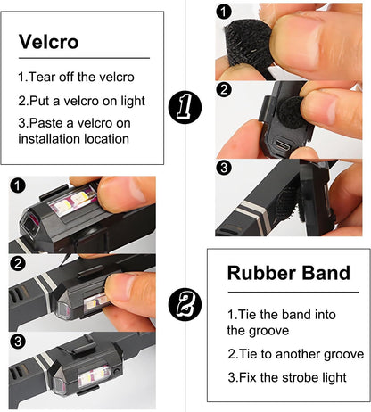 Compact Wireless Strobe Light 4-Pack – Tool-Free Velcro Mounting for Clean, Drill-Free Installations