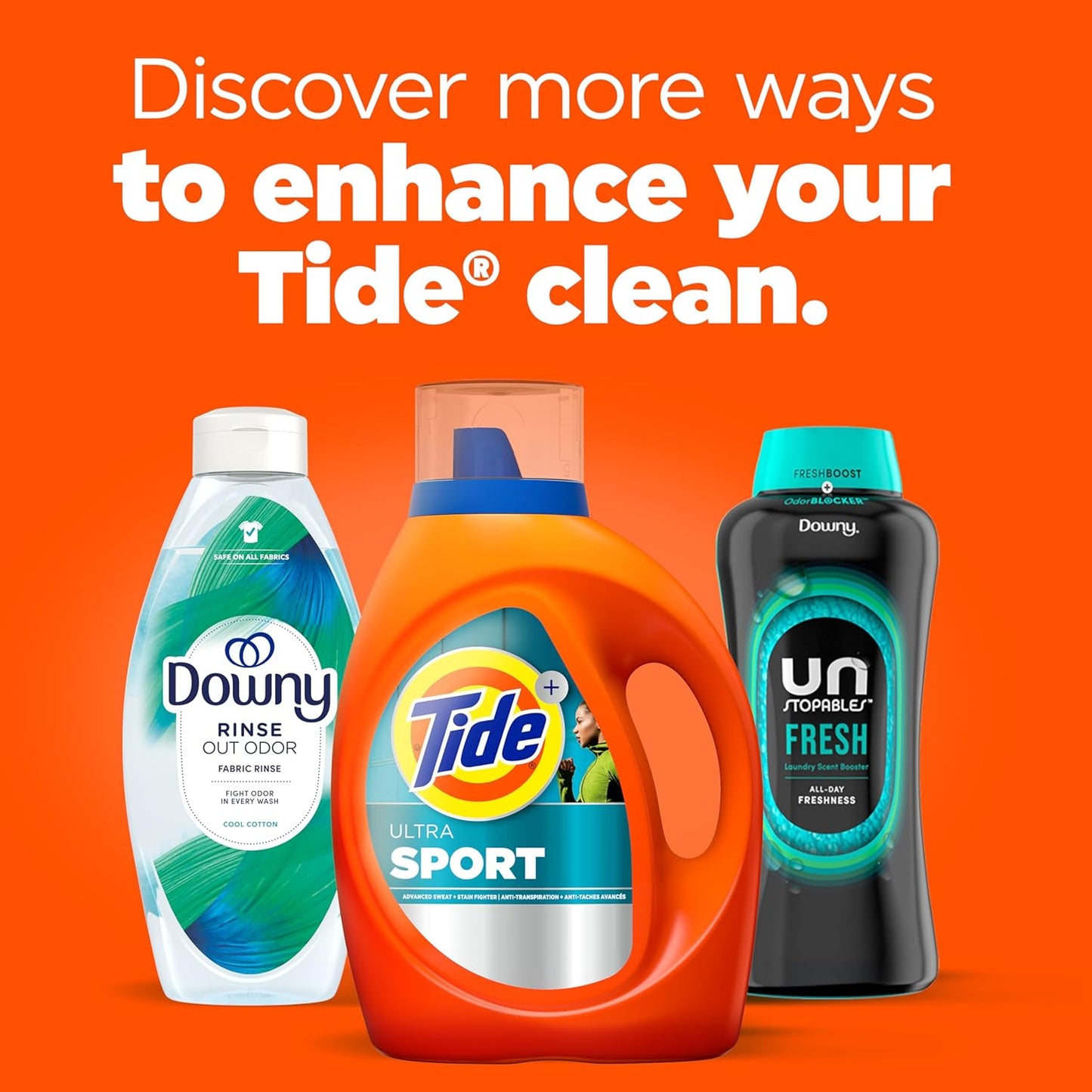 compatible pairing suggested with downy rinse out odor and unstopables scent boosters