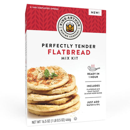 complete dry mix kit including yeast, mix-ins, and topping pre-portioned in the box