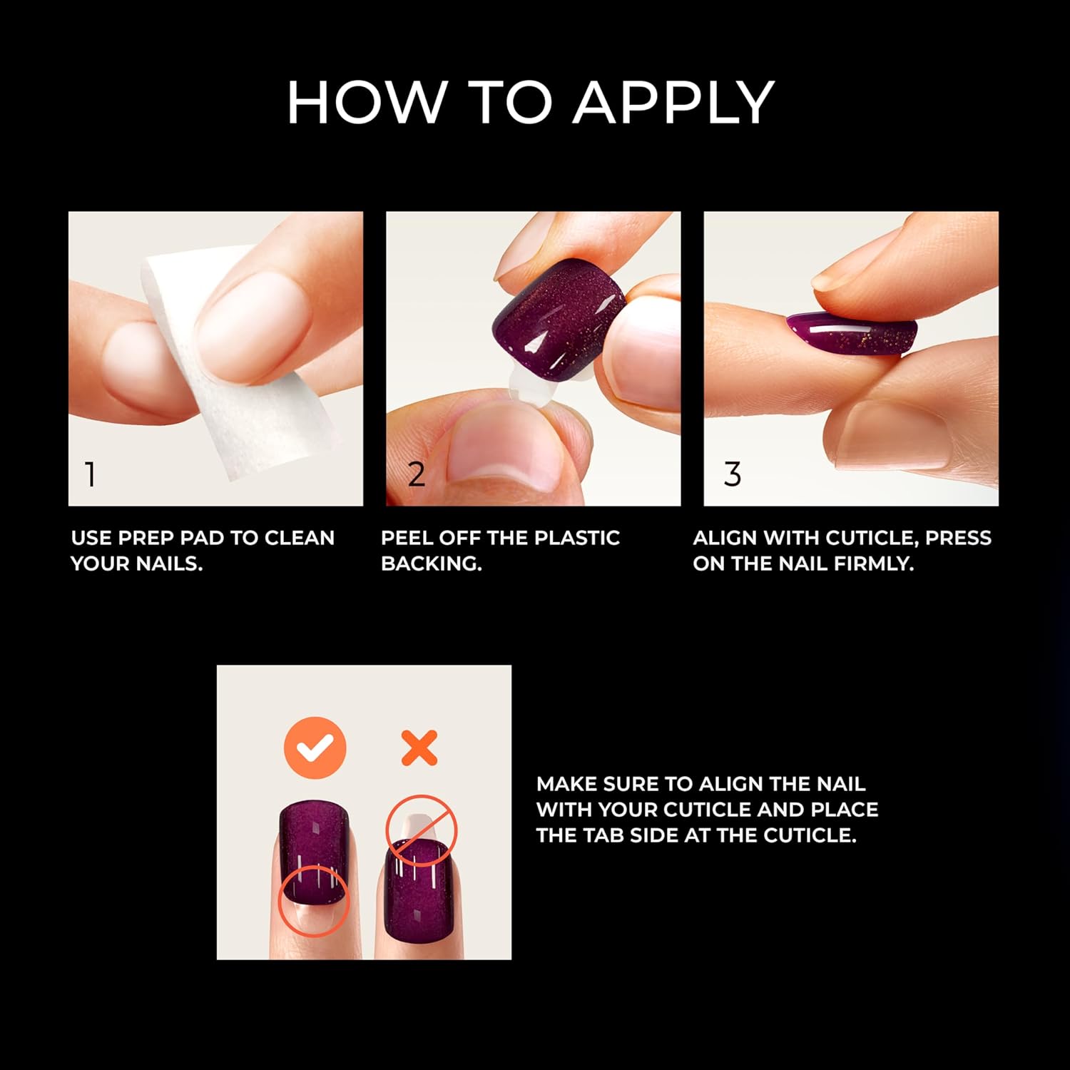 complete kit: prep pad, mini file, manicure stick, and instructions sheet