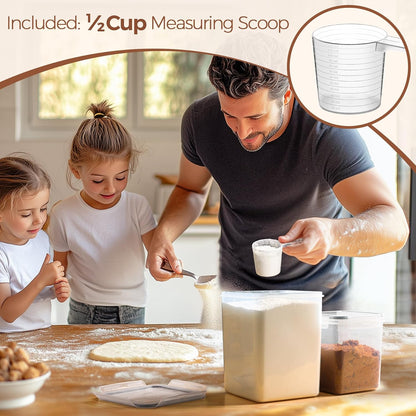 ComSaf Food Grade Polypropylene Airtight Pantry Bin Free of Moisture and Pests, 2.6Qt 5.5Qt 3 Pack Clear