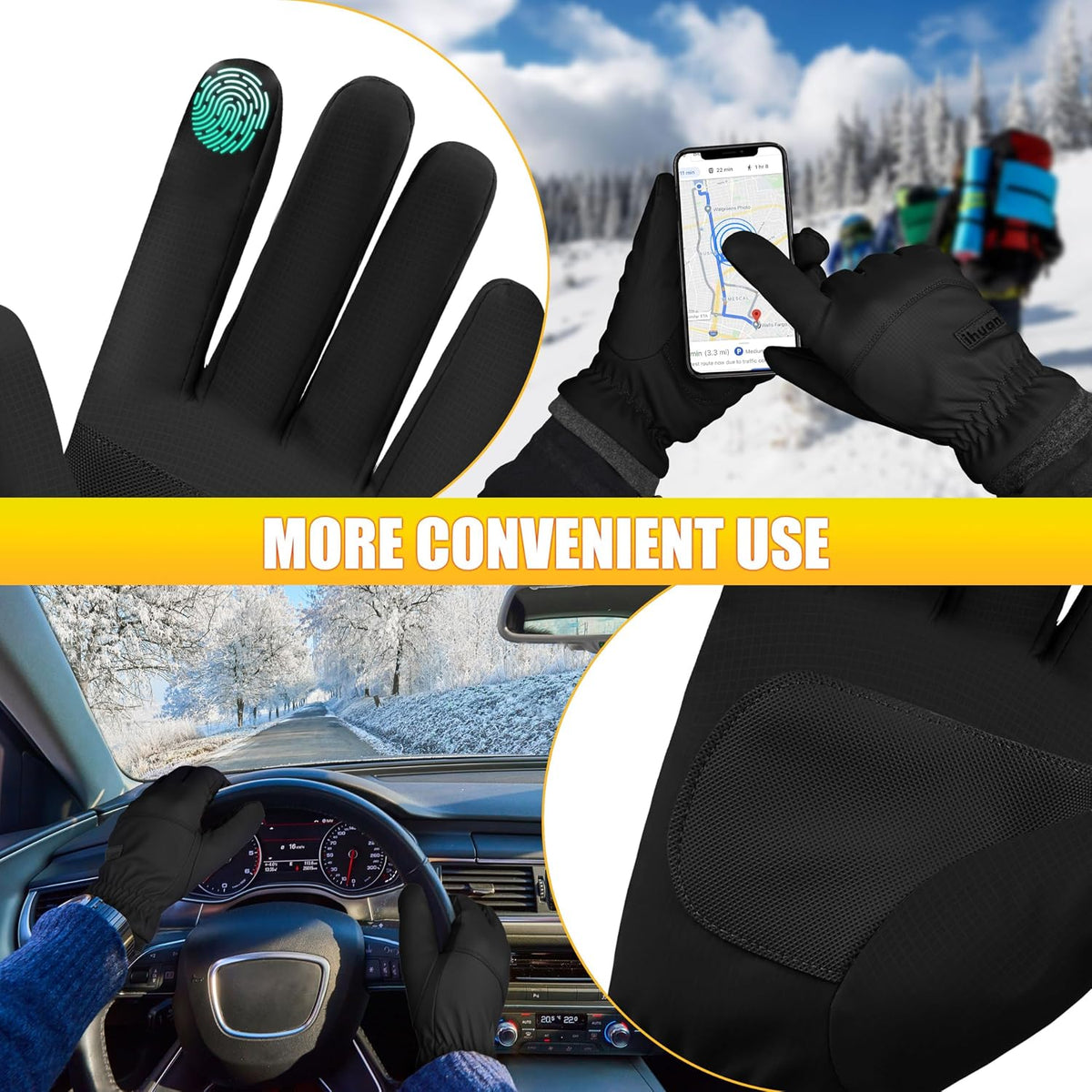 conductive touchscreen fabric on fingertips