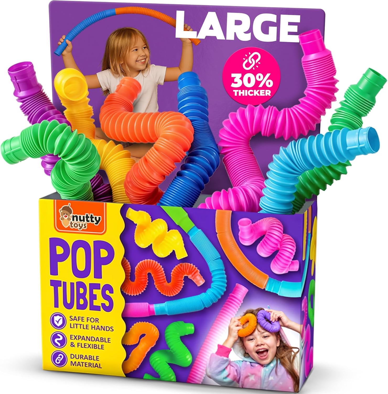 connect-and-pop tube design that stretches, bends, and links to other tubes