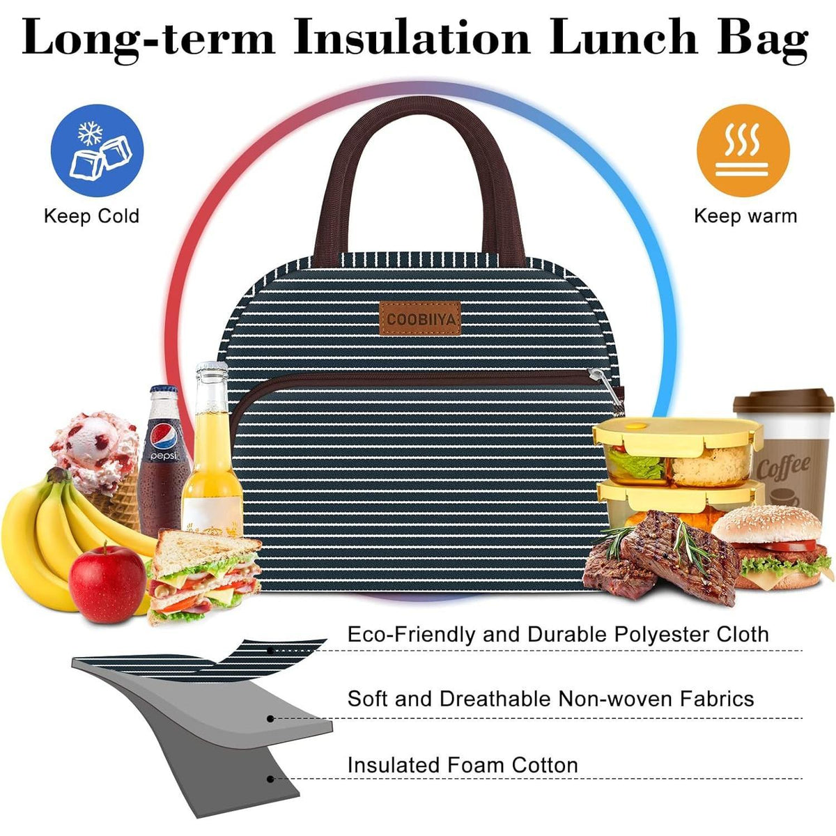 Coobiiya Lunch Box – Stylish Housewarming Gift for Her, Leakproof Corduroy Carry Bag