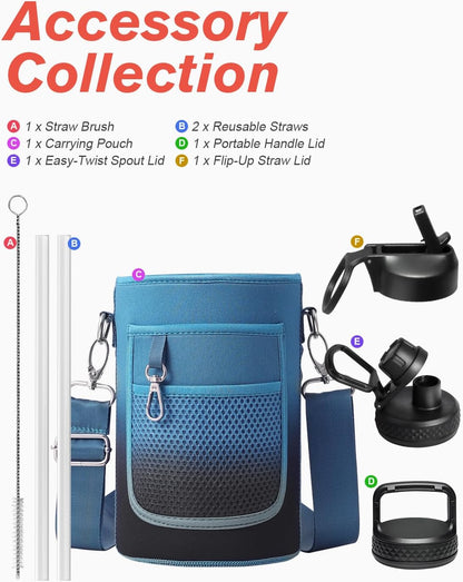 Coolflask Large Capacity Water Bottle – Office Desk Essential with Anti Sweat Exterior for Clean Workspaces