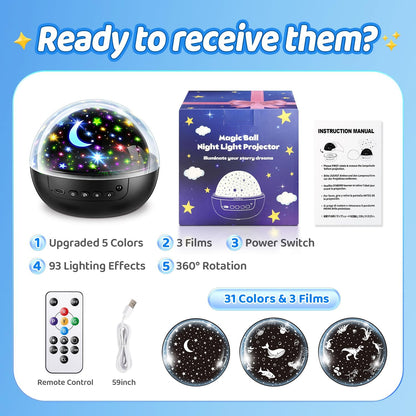 COOLNIGHT Star Projector Night Light for Boys – Child-Safe LED Nursery Lamp with Remote and Timer