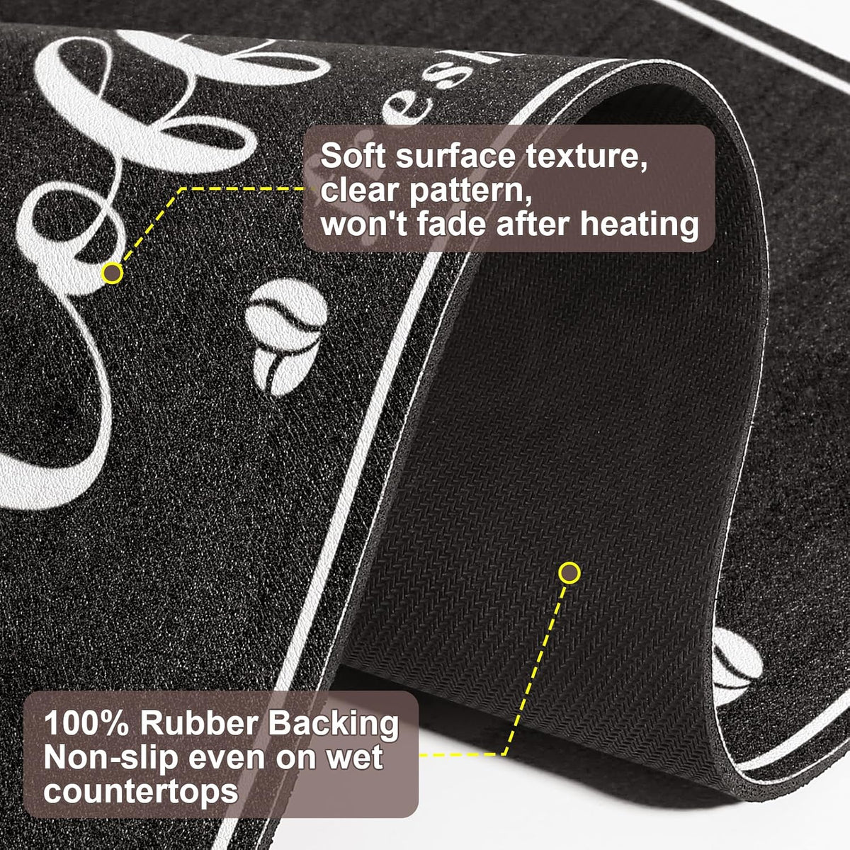 CooRug Counter Mat – Child-Safe Kitchen Accessory Under Coffee Maker, Non-Slip Rubber Backing