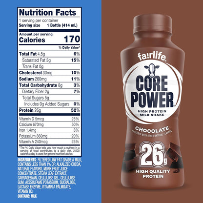 Core Power Protein Shake – Quick Pre-Meeting Meal Replacement Shake for Back-to-Back Schedules, Vanilla 12 Pack