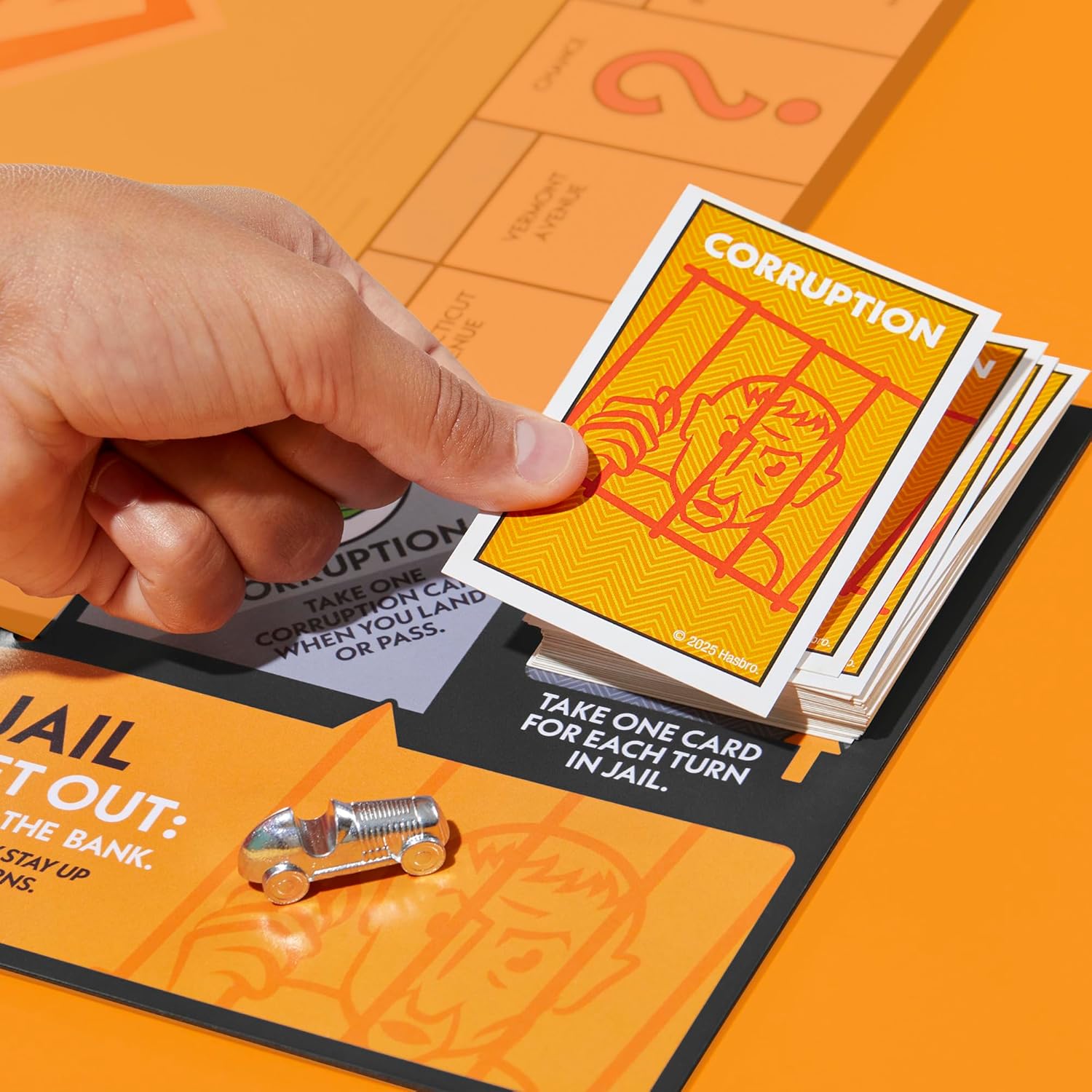 corruption cards that reward time spent in jail with in-game advantages