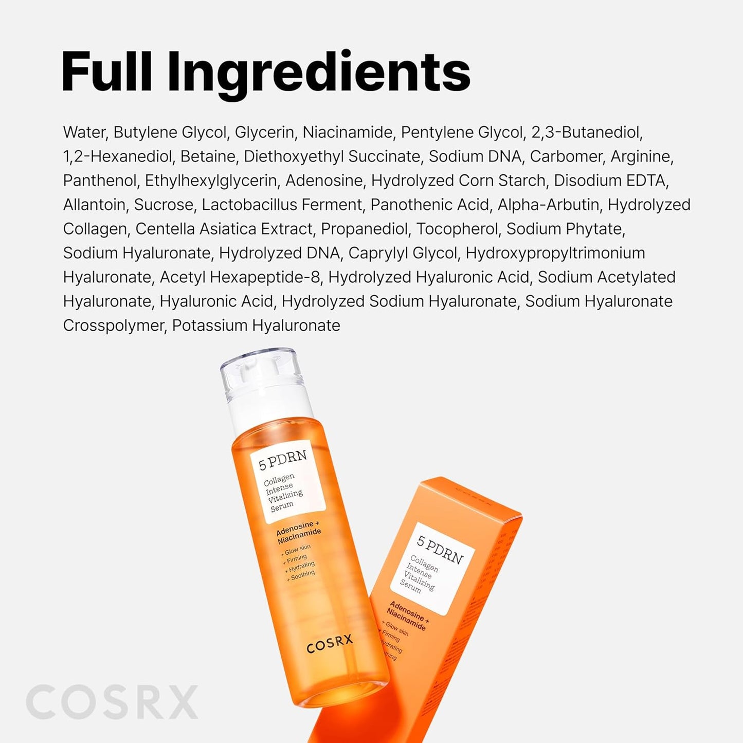 COSRX 5 PDRN Collagen Intense Vitalizing Serum – Thoughtful Mother's Day Gift for Women Who Love K-Beauty, Glowing Skin Serum