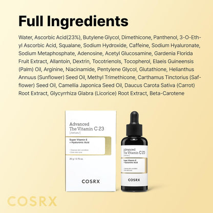 COSRX Advanced Vitamin C Serum – Elegant Mother's Day Gift, Anti-Aging Korean Skincare for Wife and Girlfriend
