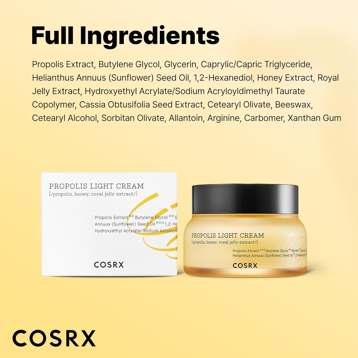 COSRX Propolis Light Cream – Spa-Like Wind-Down Moisturiser for Bath Time Skin Recovery and De-Stressing Rituals