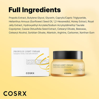 COSRX Propolis Light Cream – Spa-Like Wind-Down Moisturiser for Bath Time Skin Recovery and De-Stressing Rituals