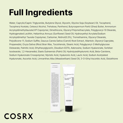 COSRX Retinol 0.3% Cream – Calming Bedtime Skincare Step to Unwind and Rejuvenate Skin