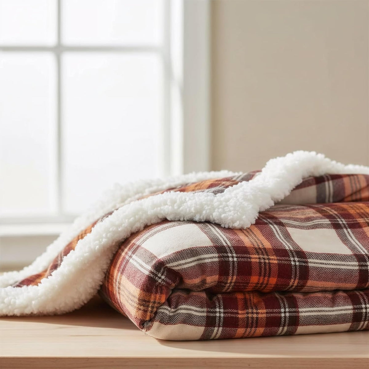 cotton flannel face with polyester sherpa reverse materials
