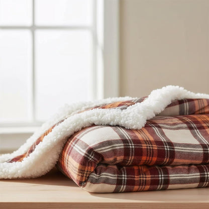 cotton flannel face with polyester sherpa reverse materials