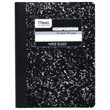 Mead Composition Notebook, Wide Ruled, 7.5" x 9.75", 100 Sheets, Black Marble, 3 Pack – Teacher Approved Classroom Notebook for Student Assignments