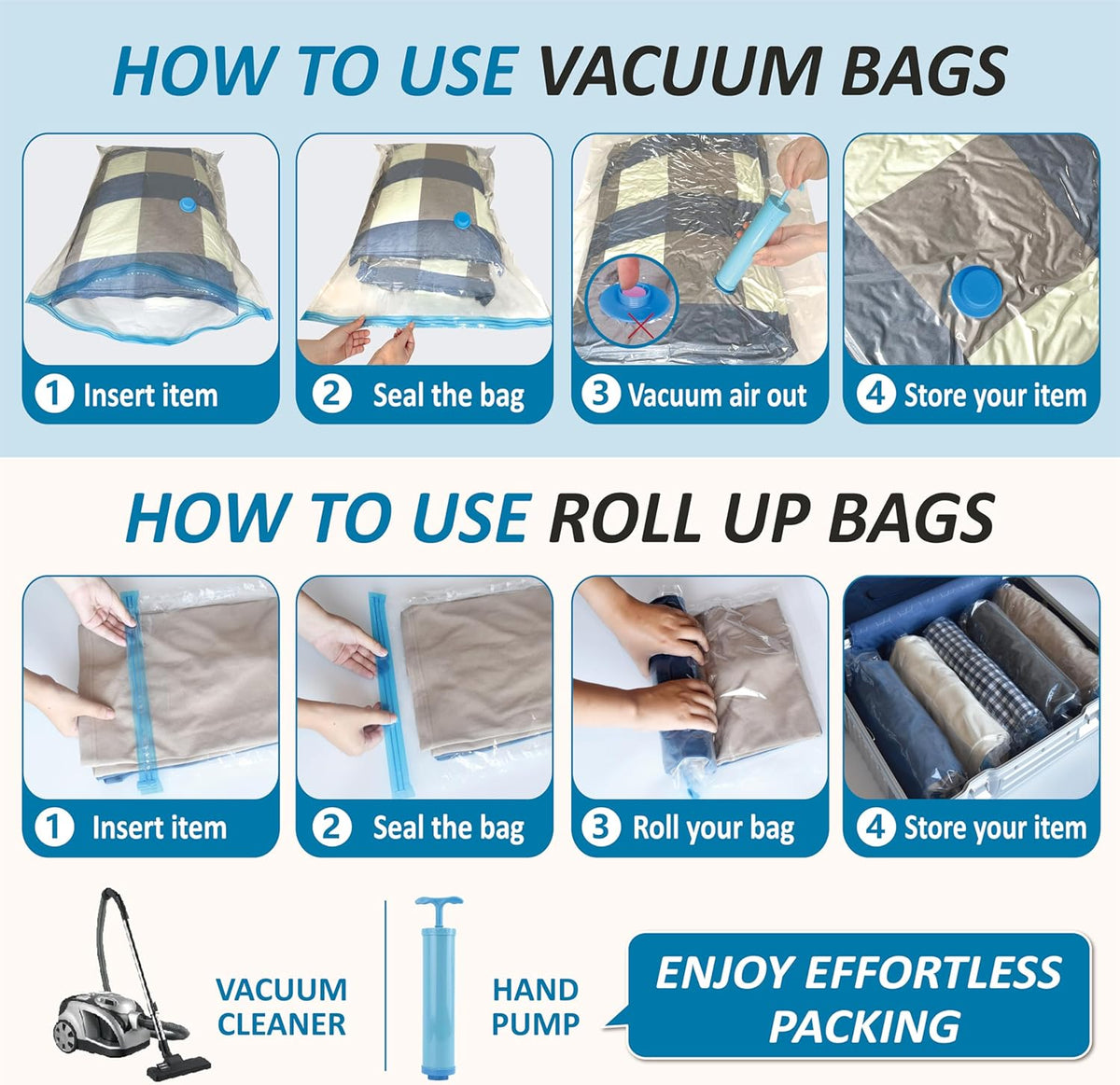 Cozy Essential Vacuum Storage Bags – Minimalist Closet Organizer for Intentional Bedrooms, Compress Bulky Comforters and Bedding