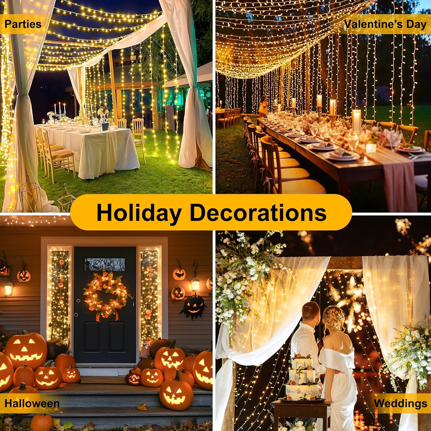 CozyAura Fairy Lights Plug in – Living Room Aesthetic & Fireplace Mantle Glow, 8 Modes Dimmable String