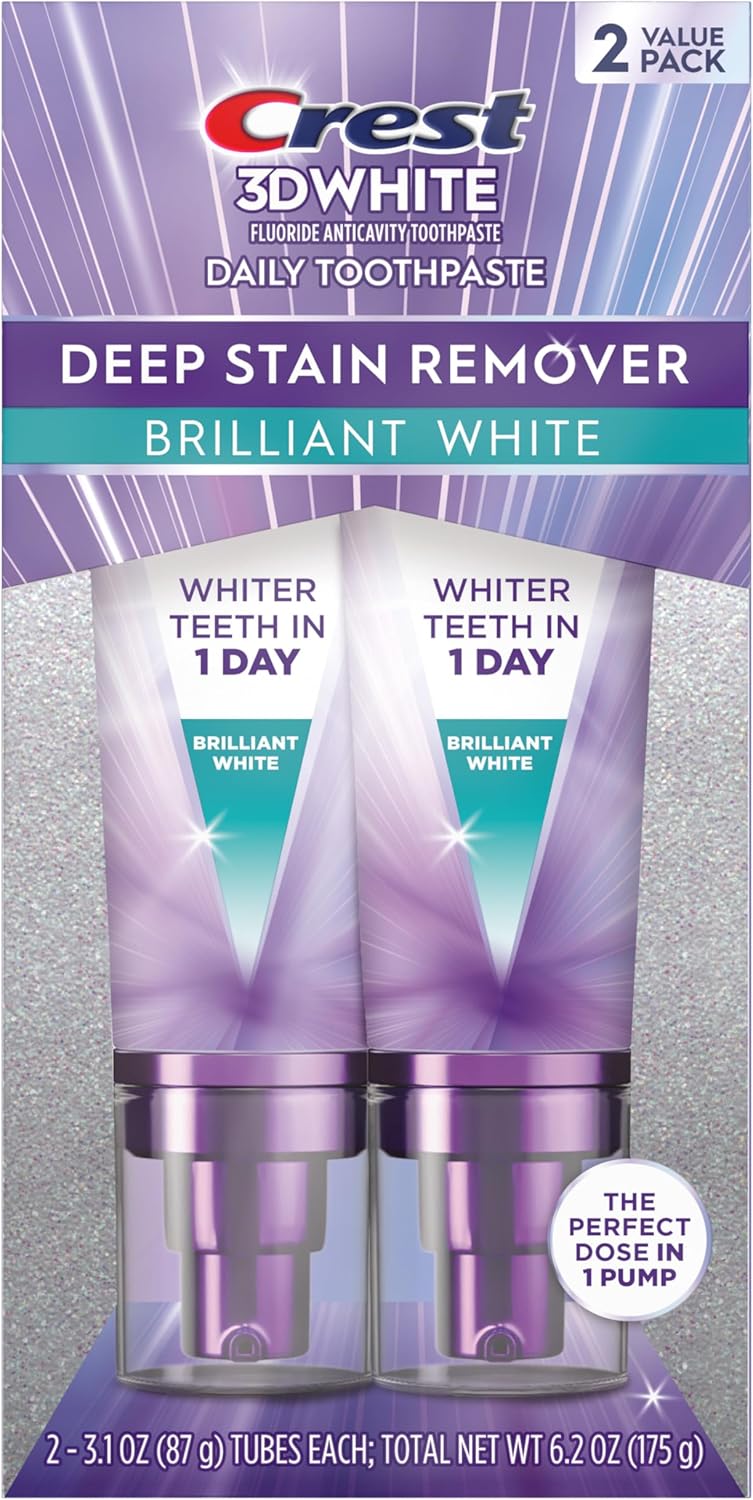 Crest 3D White Deep Stain Remover Toothpaste – 3.1oz Carry-On Tube for Hotel Bathroom Counters