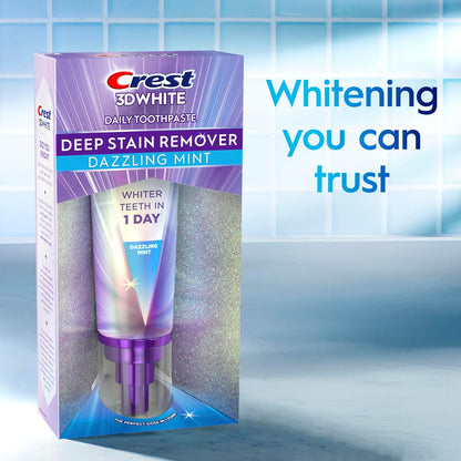 Crest 3DWhite Brilliance Deep Stain Remover Dazzling Mint Toothpaste - Brighter Smile Before Client Meetings and Interviews