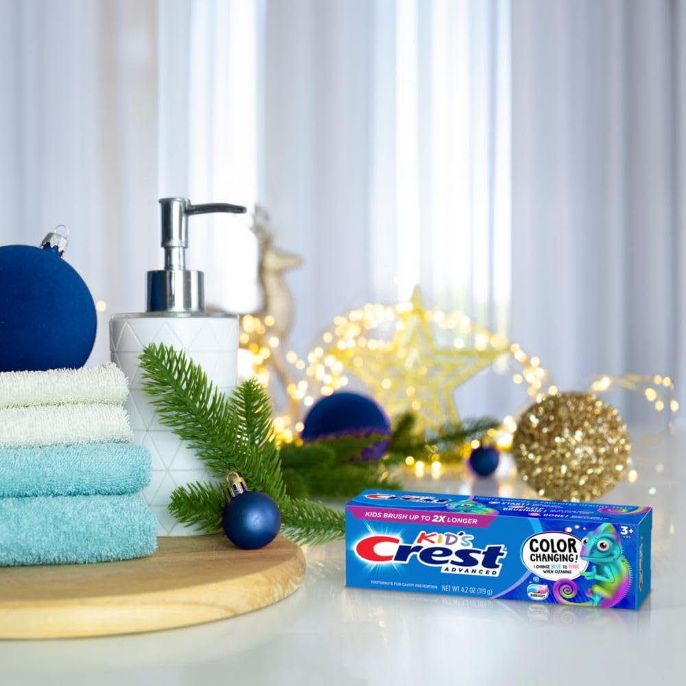Crest Bubblegum Toothpaste for Kids – Daily 2-Minute Wellness Habit, Color Cue Builds Lifelong Brushing Routine