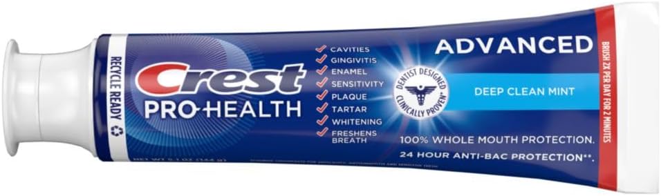 Crest Pro-Health Advanced Deep Clean Mint Toothpaste for the Whole Household, Two 5.1 oz Tubes in One Pack