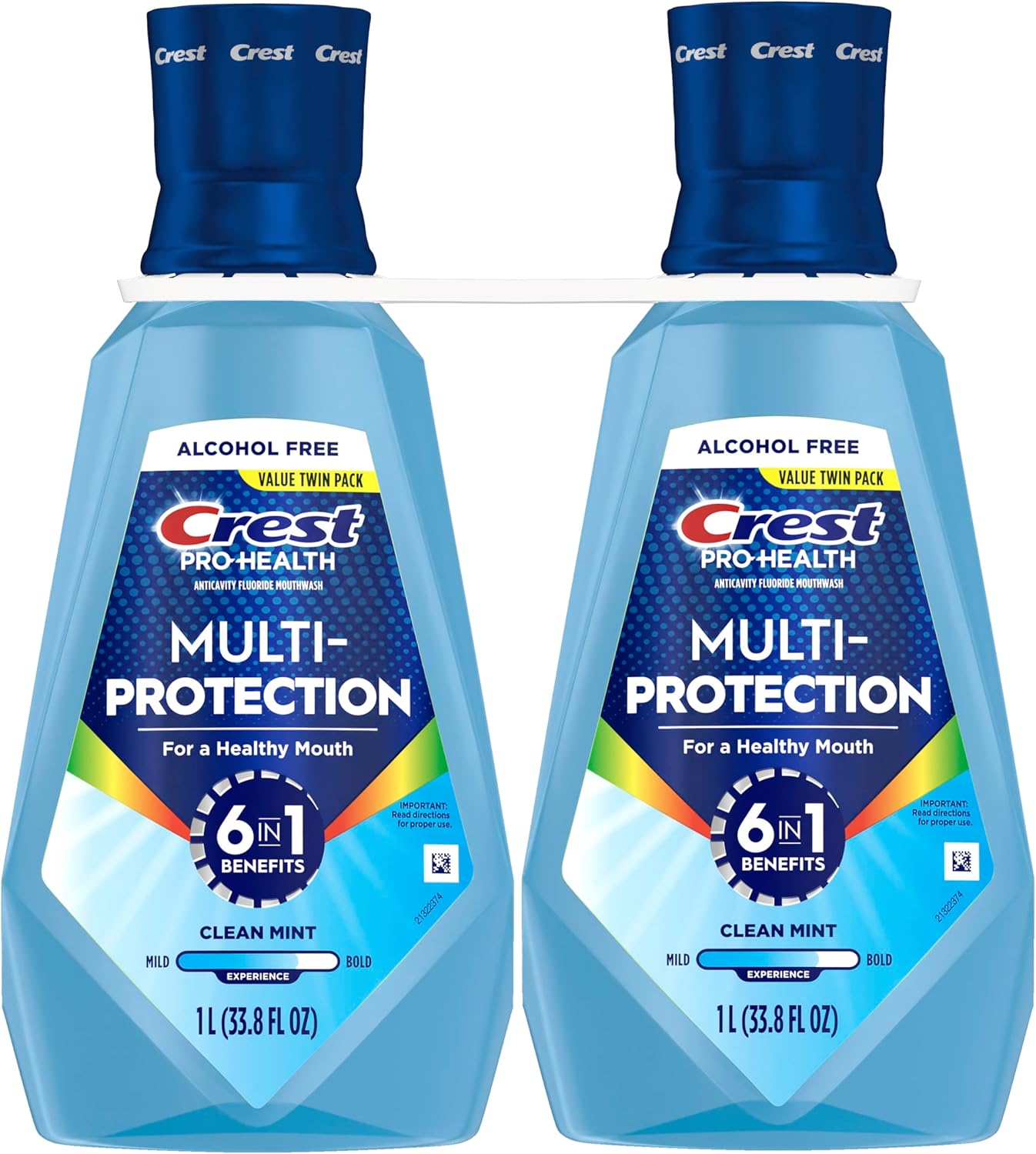 Crest Pro Health Multi-Protection Mouthwash 1L 2 Pack – Gentle Alcohol-Free Fresh Mint Rinse for Nightly Wind-Down Oral Care