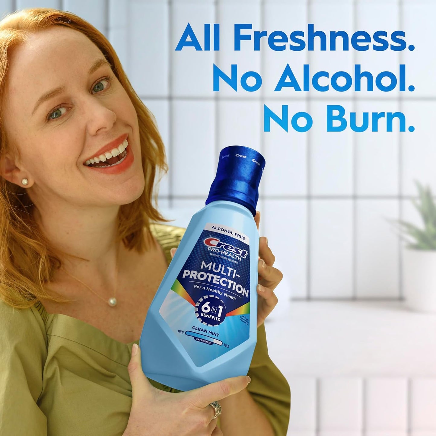 Crest Pro Health Multi-Protection Mouthwash 1L 2 Pack – Gentle Alcohol-Free Fresh Mint Rinse for Nightly Wind-Down Oral Care