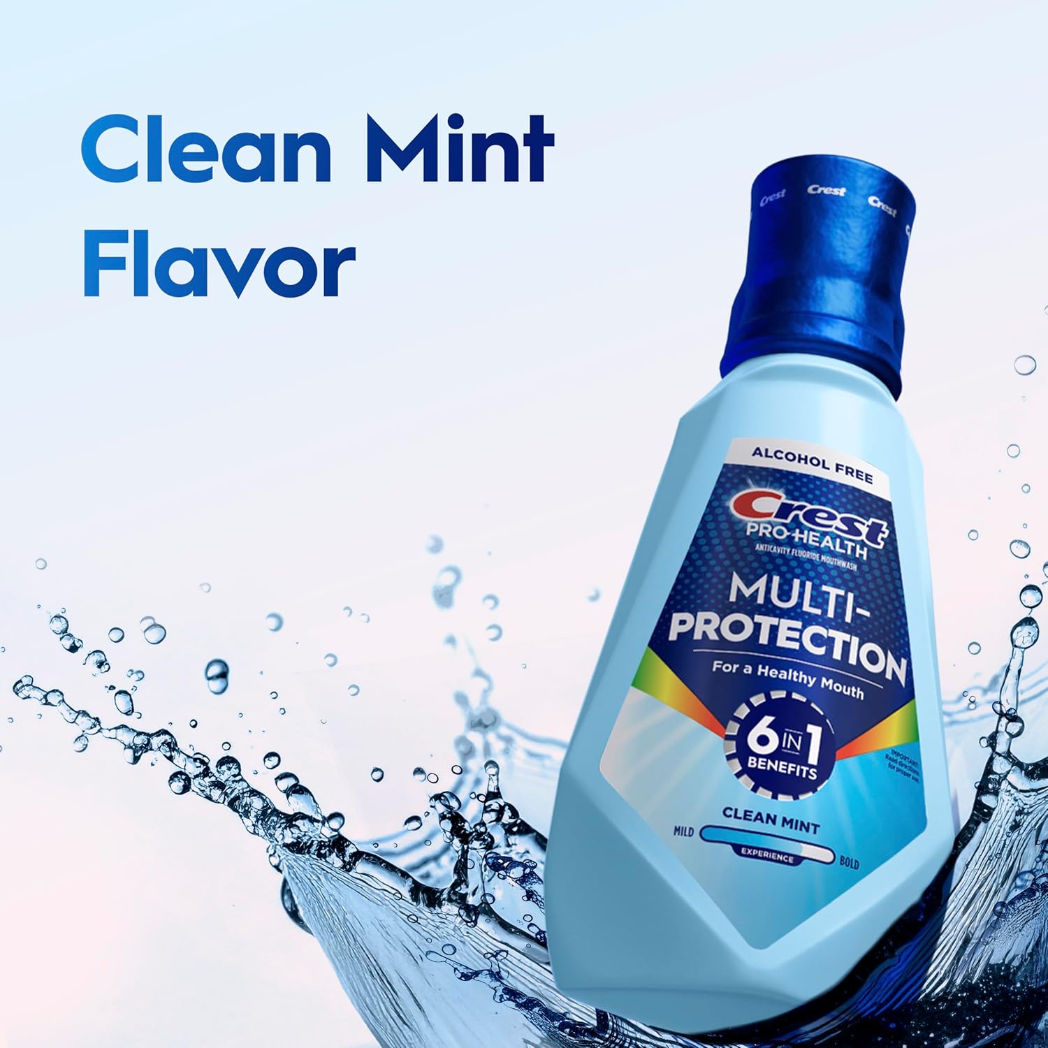 Crest Pro Health Multi-Protection Mouthwash 1L 2 Pack – Gentle Alcohol-Free Fresh Mint Rinse for Nightly Wind-Down Oral Care