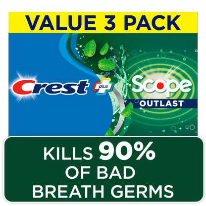 Crest + Scope Whitening Toothpaste Triple Pack – Gentle Breath Freshness for Mindful Mornings