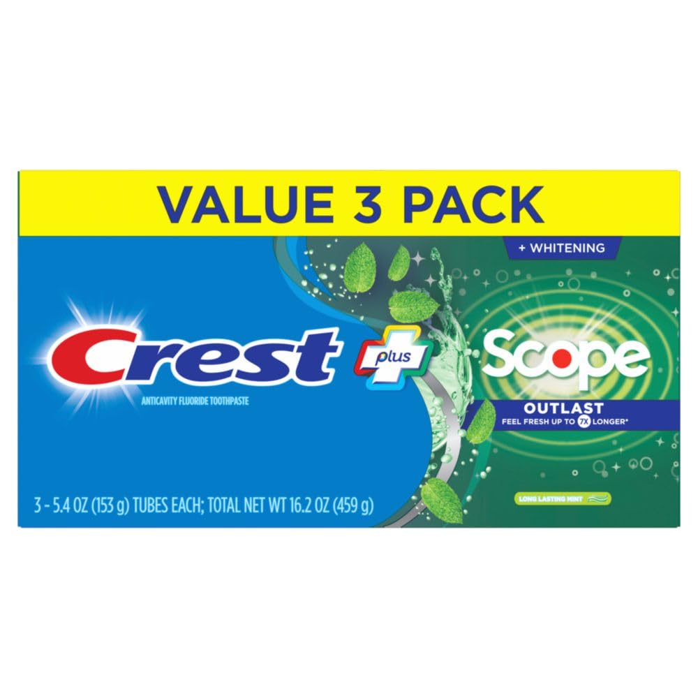 Crest + Scope Whitening Toothpaste Triple Pack – Gentle Breath Freshness for Mindful Mornings