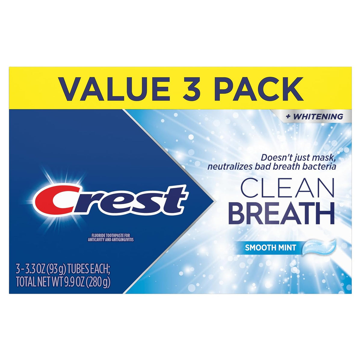 Crest Smooth Mint Toothpaste 3.3oz Triple Pack – Practical Housewarming Gift for New Homeowners