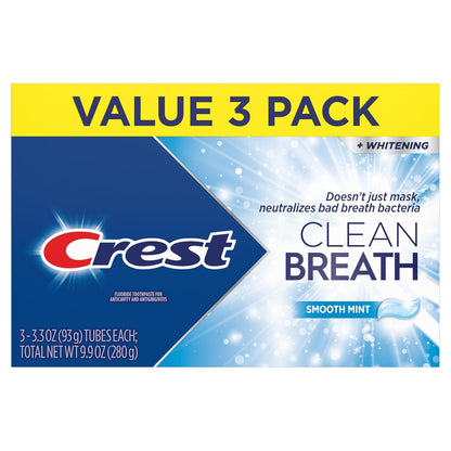 Crest Smooth Mint Toothpaste 3.3oz Triple Pack – Practical Housewarming Gift for New Homeowners