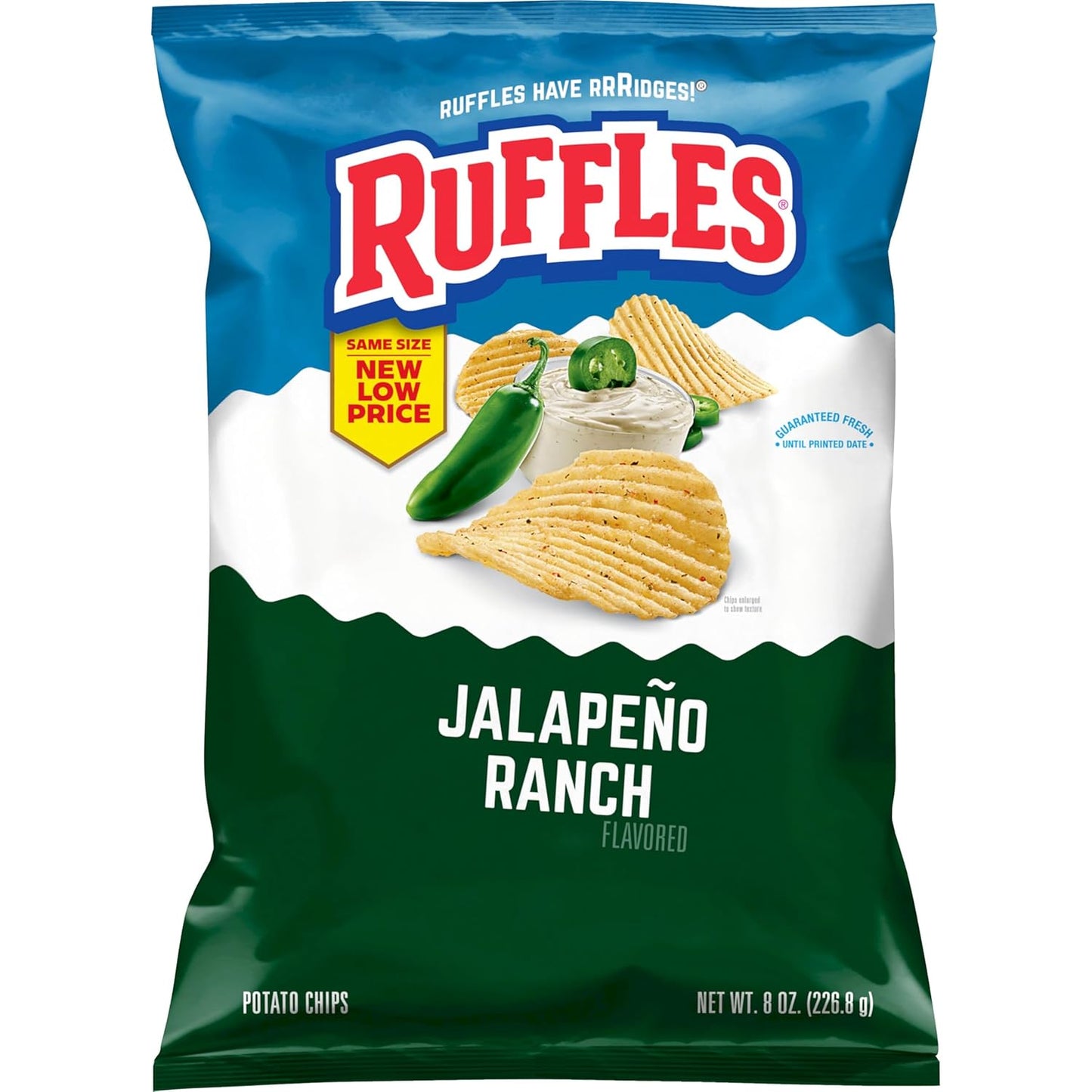 crinkle-cut ridged chip architecture for enhanced crunch and dip strength