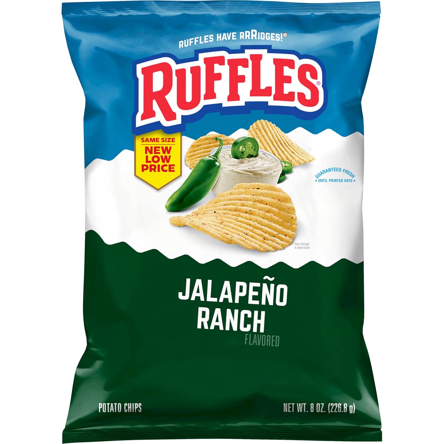 crinkle-cut ridged chip architecture for enhanced crunch and dip strength