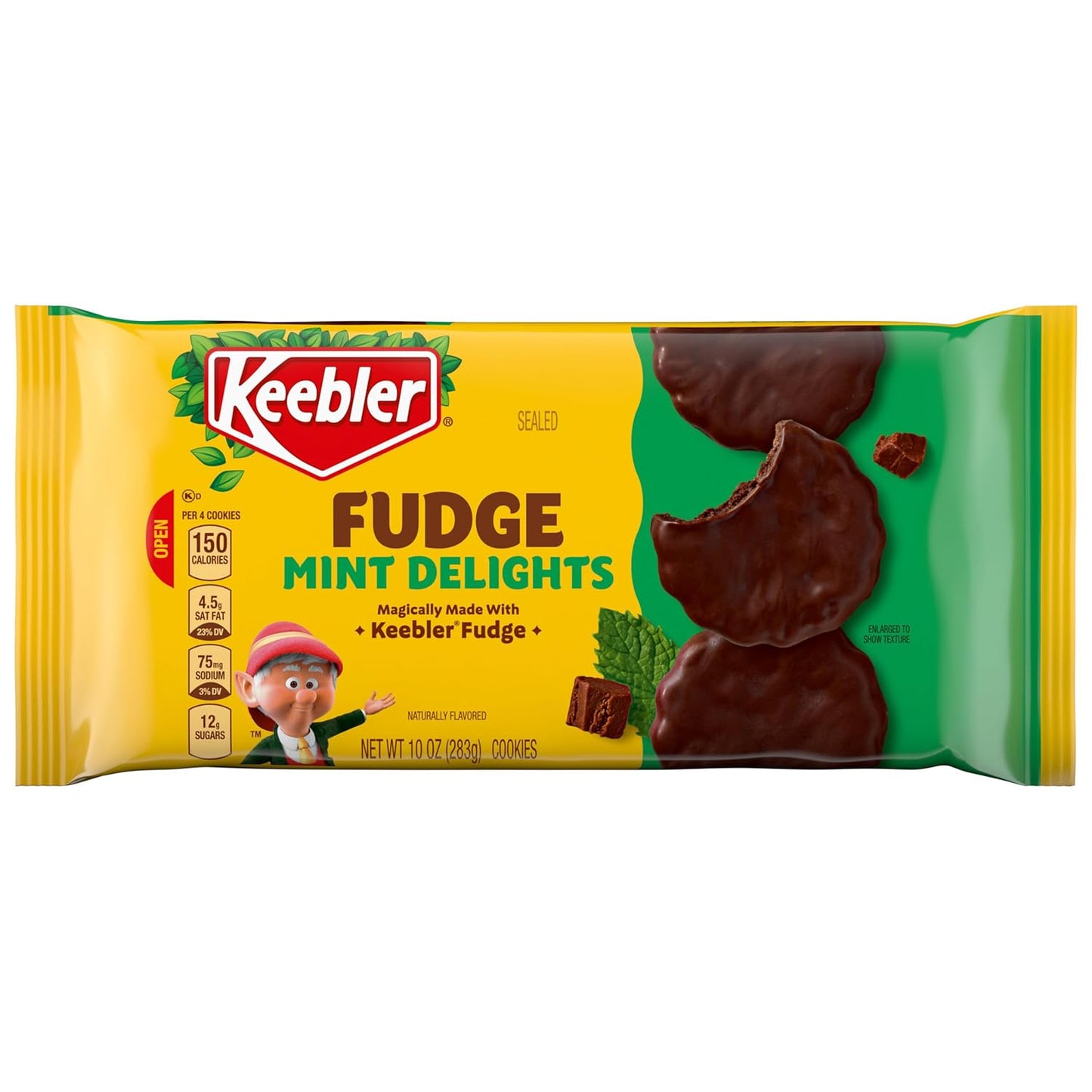 crisp chocolate wafers sandwiching mint-flavored creme filling