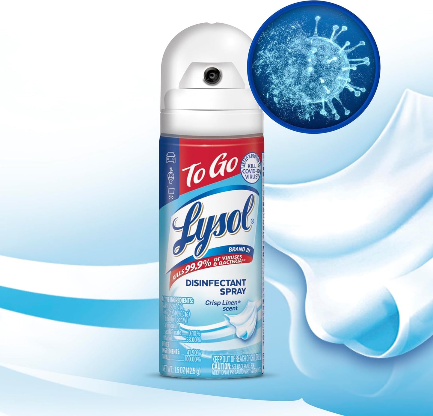 crisp linen deodorizing scent for freshening enclosed spaces