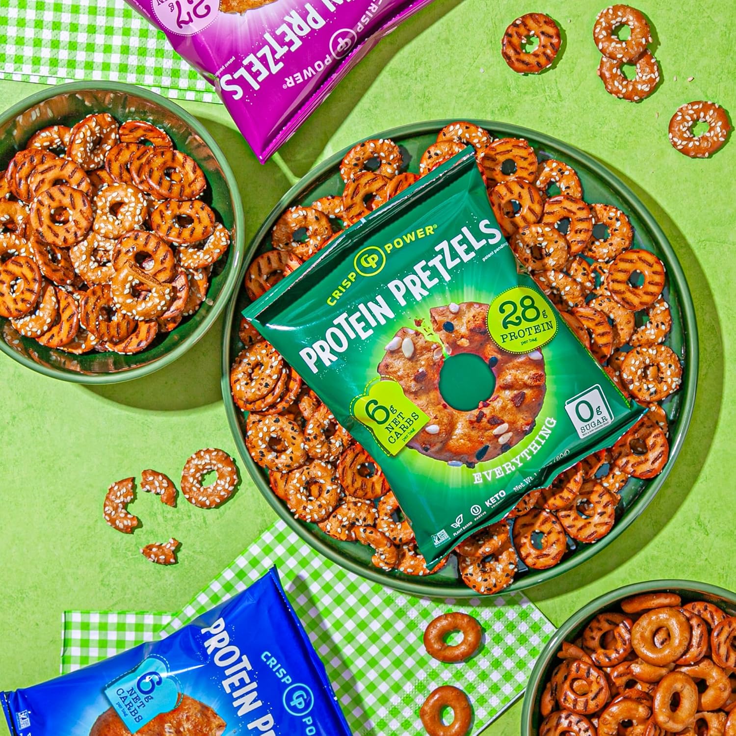 CRISP POWER Protein Pretzels – Hiking Trail Refuel for Endurance Days, 27g Plant Protein Single-Serve Packs