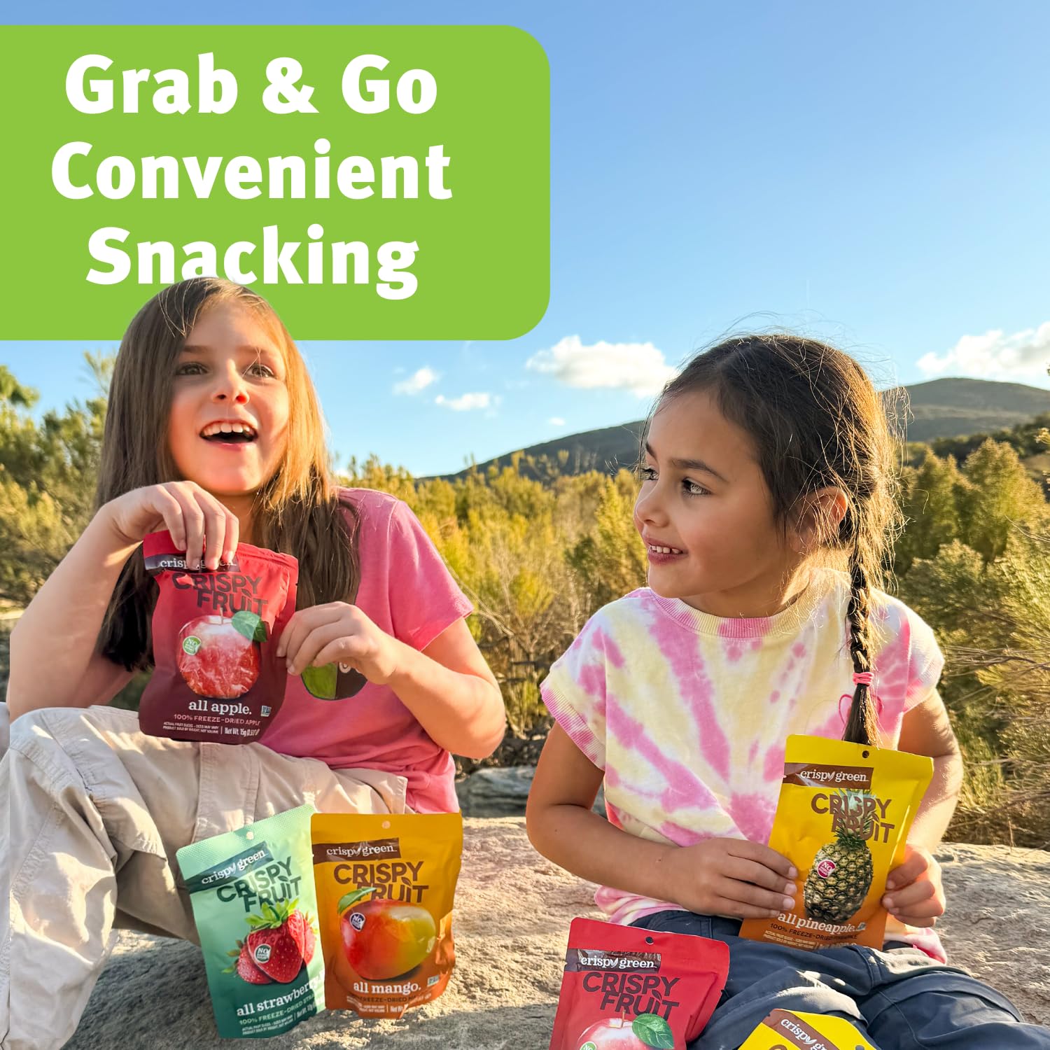 Crispy Green Freeze-Dried Fruit Snacks – Single-Serve Commute Snack for the Office Commuter, Pack of 16