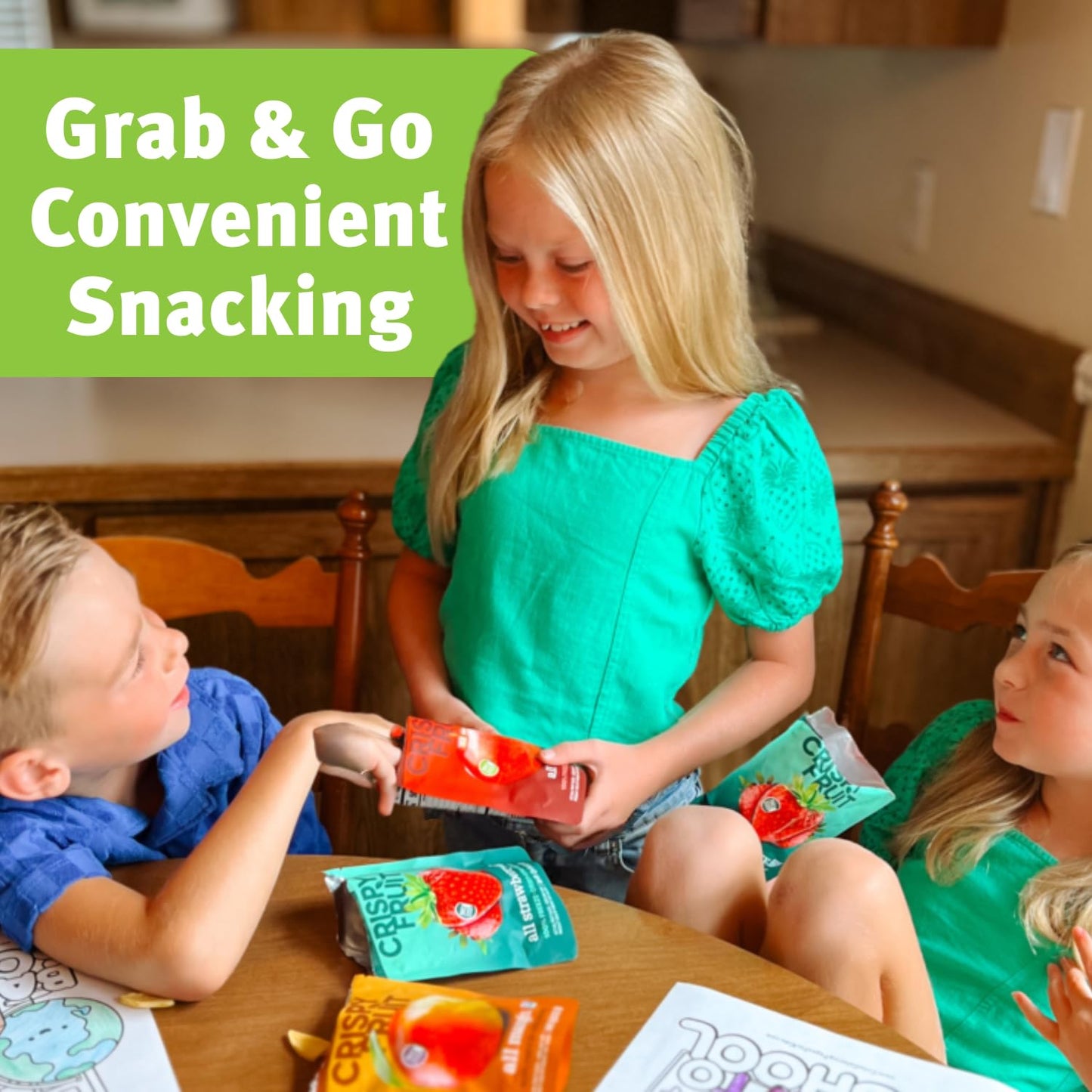 Crispy Green Freeze-Dried Fruit Snacks – Single-Serve Commute Snack for the Office Commuter, Pack of 16