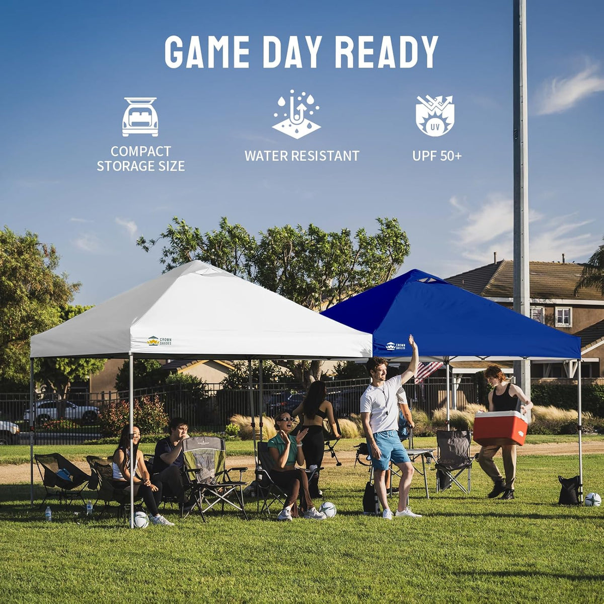 CROWN SHADES 10x10 Outdoor Canopy Tent – Picnic & Day-Trip Shade Pavilion, Water-Resistant