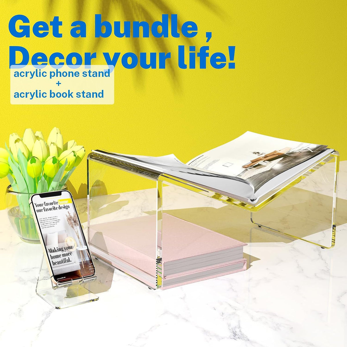 Crpich Acrylic Cell Phone Stand – Hands-Free Wind-Down Companion for Bedside Reading and Guided Meditation Apps